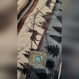 Turquoise and Silver Pendant Necklace